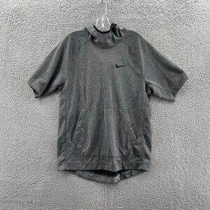 Nike Short Sleeve Hoodie Mens Medium Dri-Fit Gray Sweatshirt Pullover
